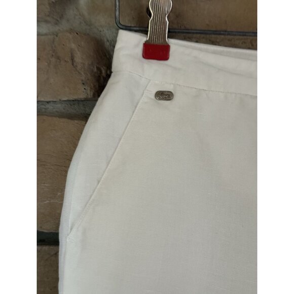 Lacoste Women’s White Linen Blend Wide Leg Cropped Pants Size 67-92 US Sz 2/4 - Picture 2 of 10